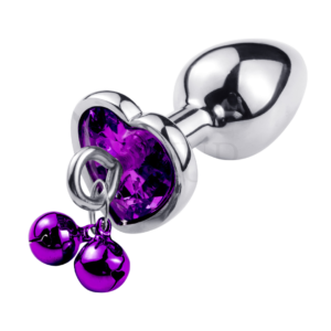 Plug : Joya anal con forma de corazon violeta y cascabeles (Talle S)