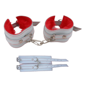 Esposas Blancas Con mosqueton y peluche rojo